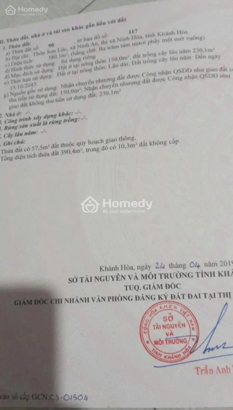 Bán Đất Trục Chính Sơn Lộc, Ninh An, Nay Xã Là Bắc Ninh Hòa