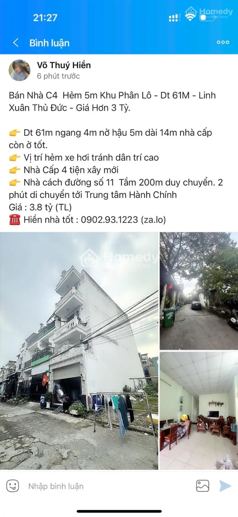 Nhà C4 - Hẻm 5M - 61M2 - Big C - Ql1K- Linh Xuân Thủ Đức - Nhỉnh 3 Đồng.