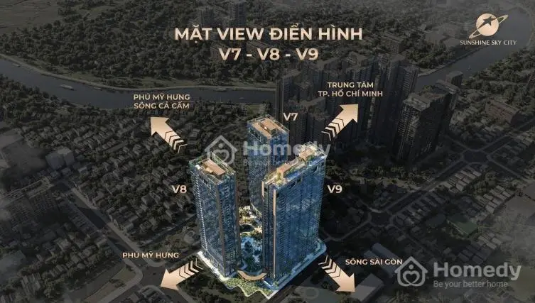 Căn Hộ Q7 View Sông, Sunshine Sky City Cao Cấp Q7 Liền Kề Phú Mỹ Hưng, Giá Chỉ Từ 7X Triệu/M².