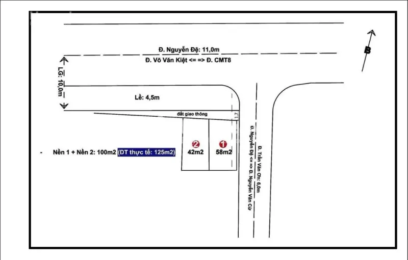 Bán Nền Tặng Showrom Góc 2 Mặt Tiền Đường Nguyễn Đệ