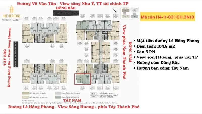 Căn 3Pn (104,8M2) - Mặt Tiền Đường Lê Hồng Phong - View Sông Hương. Sở Hữu Lâu Dài