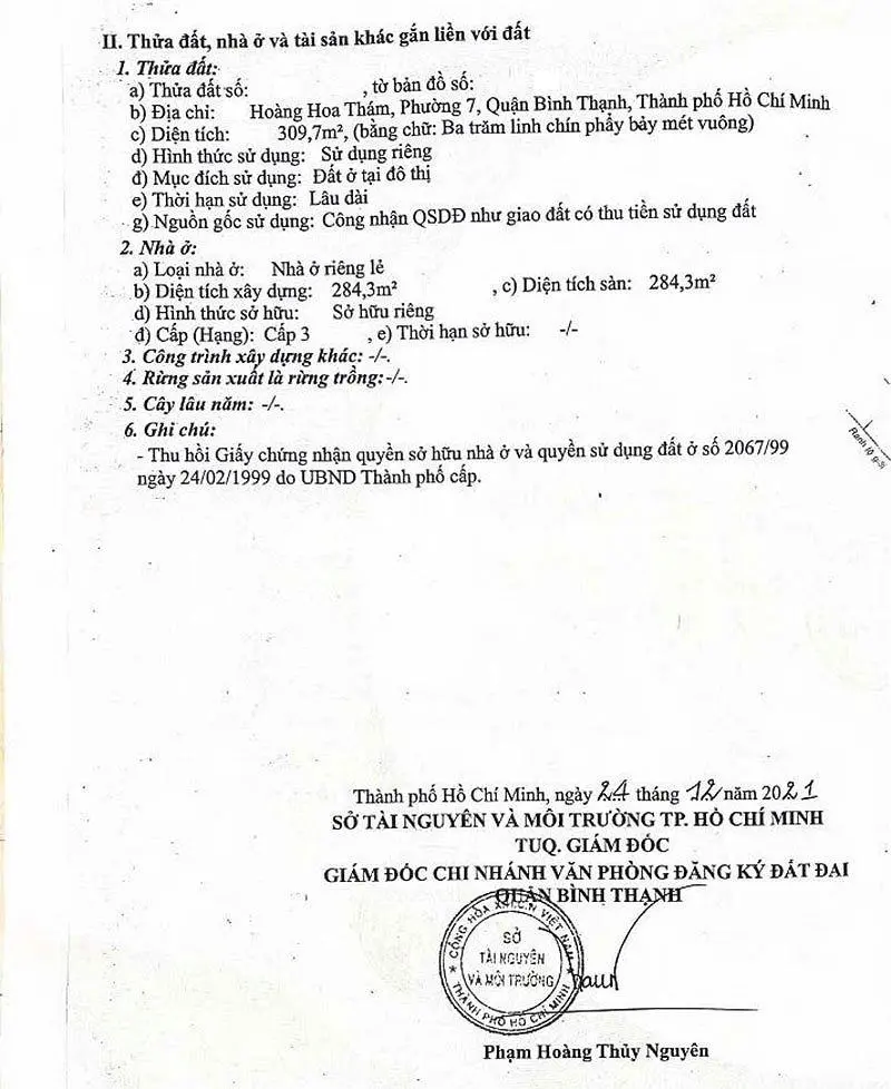 Bán Đất Mặt Tiền Hoàng Hoa Thám, Bình Thạnh, Đất Trống, 310M², Sổ Hồng Riêng