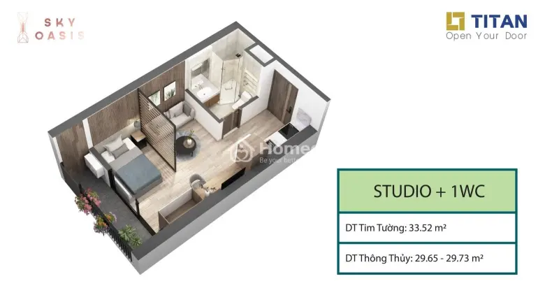 Bán Studio, 29M2 Sử Dụng - Chung Cư Sky Oasis Ecopark , Không Nội Thất - Giá Chỉ 2 Tỷ 390