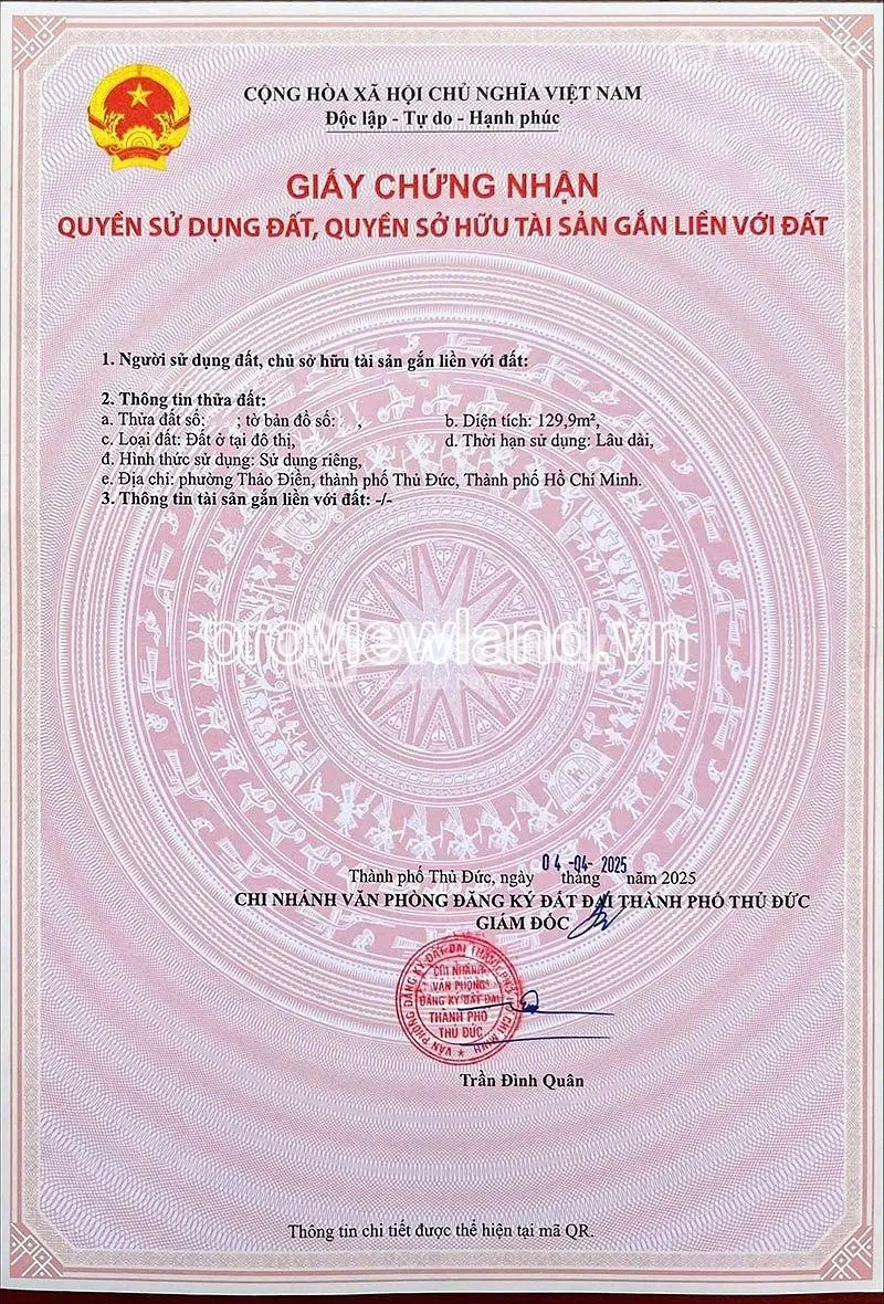 Bán Đất Nở Hậu Đường 65 Thảo Điền, 129,9M², Vị Trí Cực Đẹp, Giá Chỉ 52 Tỷ