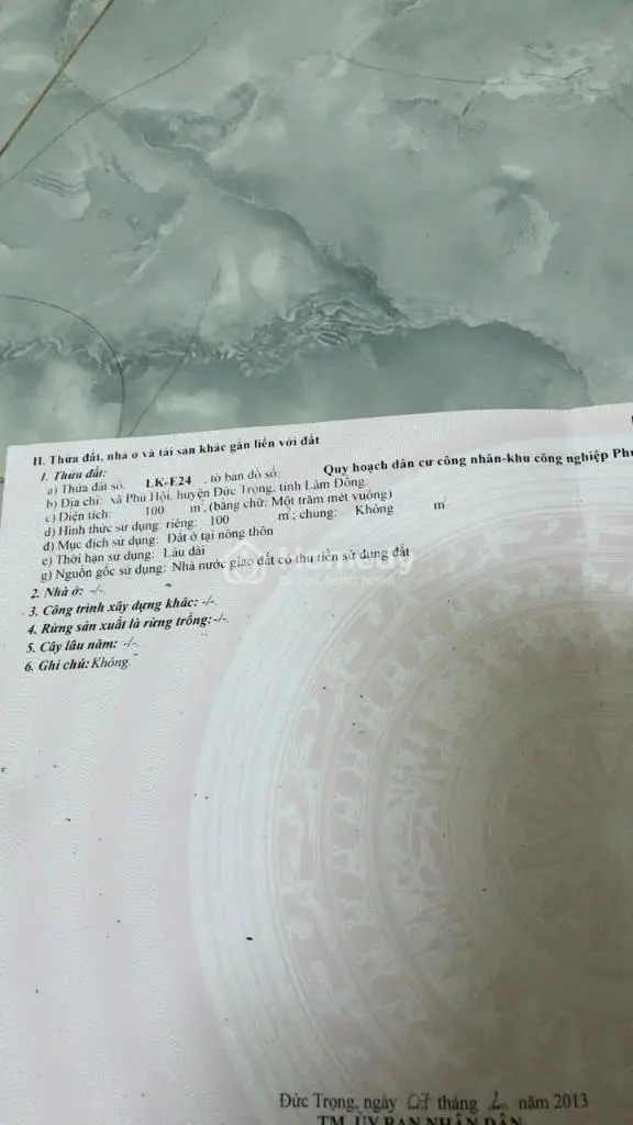 Bán Đất Thổ Chính Chủ, Cư Giá Rẻ, Gần Sân Bay Liên Khương, Xã Đức Trọng, Lâm Đồng.