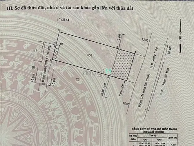 Thị Trấn Hóc Môn, Bán Đất Mặt Tiền Trần Hưng Đạo, Dt 7X20M, Chỉ 6.5 Tỷ