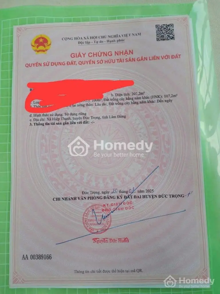 Bán Đất Thổ Cư Giá Rẻ, Dt: 207 M2( 8,3M X 25 M), Gần Mọi Tiện Ích, Tại Xã Hiệp Thạnh, Lâm Đồng