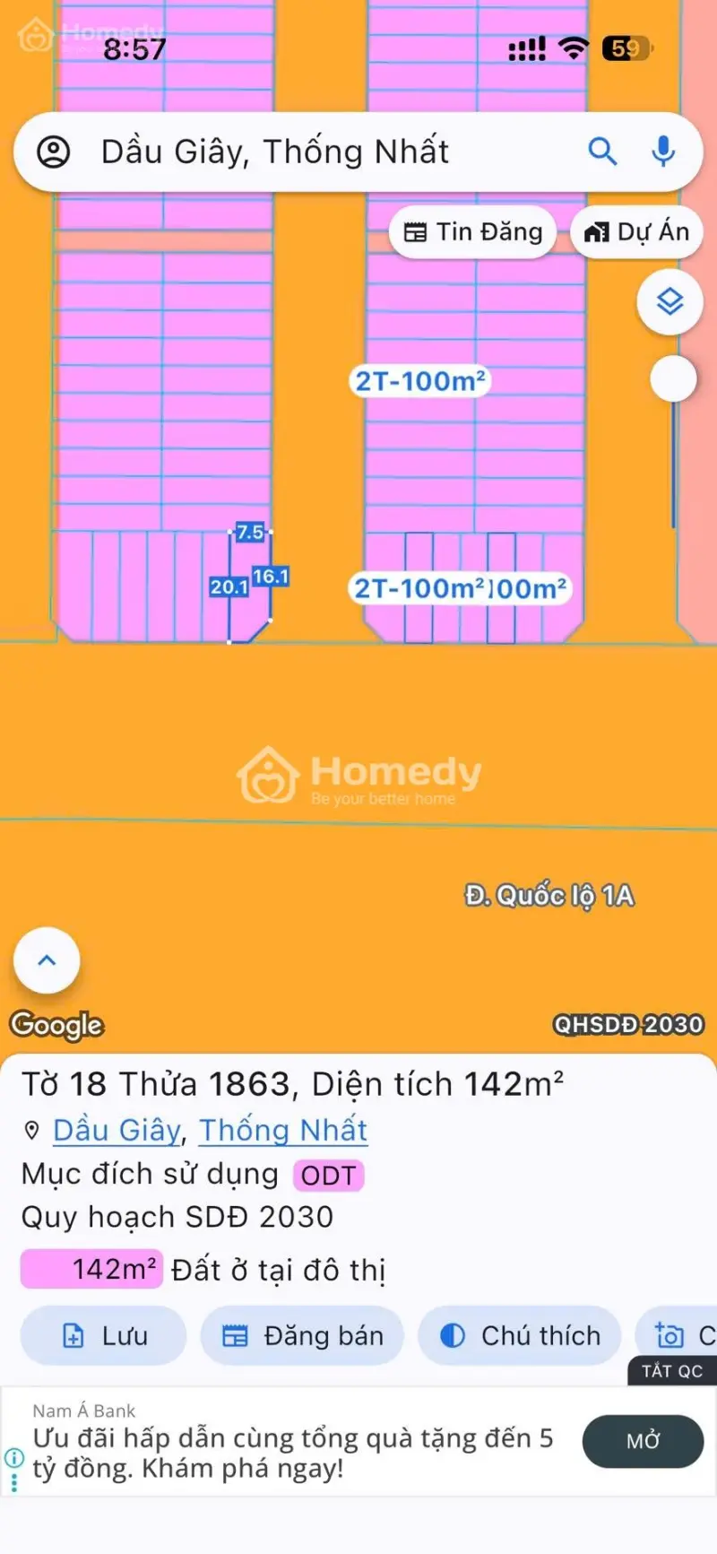 Đất Nền Dầu Giây, Mặt Tiền Ql1A Ngay Ngã Tư Dầu Giây, Lô Góc 2 Tỷ 6 - 140M2