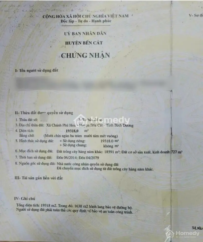 Cần Bán 19.318M² Đất Skc Chánh Phú Hòa – Bến Cát.