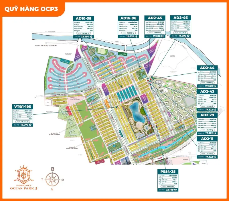 Shophouse Sao Biển Góc 3 Mặt Tiền View Công Viên Tại Vinhomes Ocean Park 2 - The Empire Hưng Yên