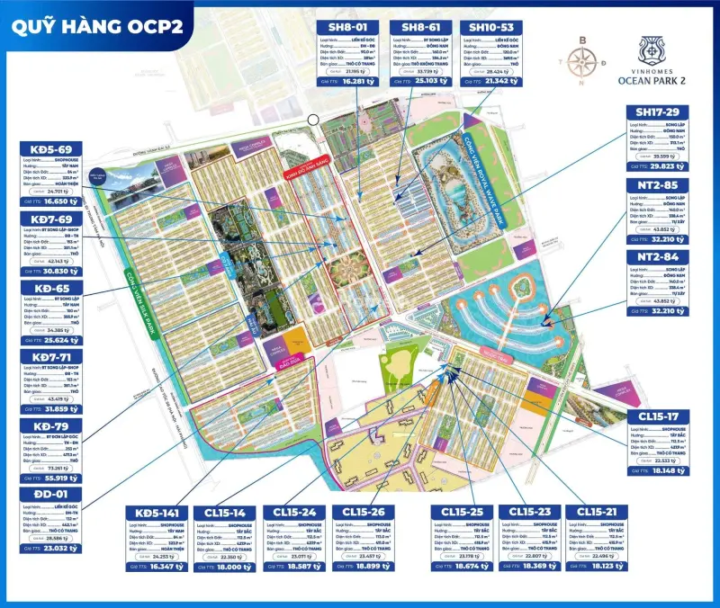 Shophouse Sao Biển Góc 3 Mặt Tiền View Công Viên Tại Vinhomes Ocean Park 2 - The Empire Hưng Yên