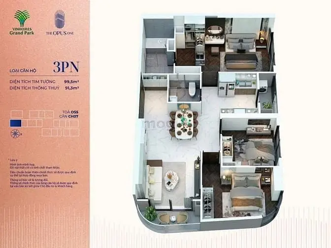 3Pn Opus One Vinhomes Q9 View Hồ Bơi & Công Viên Lớn Nhất Tp.hcm