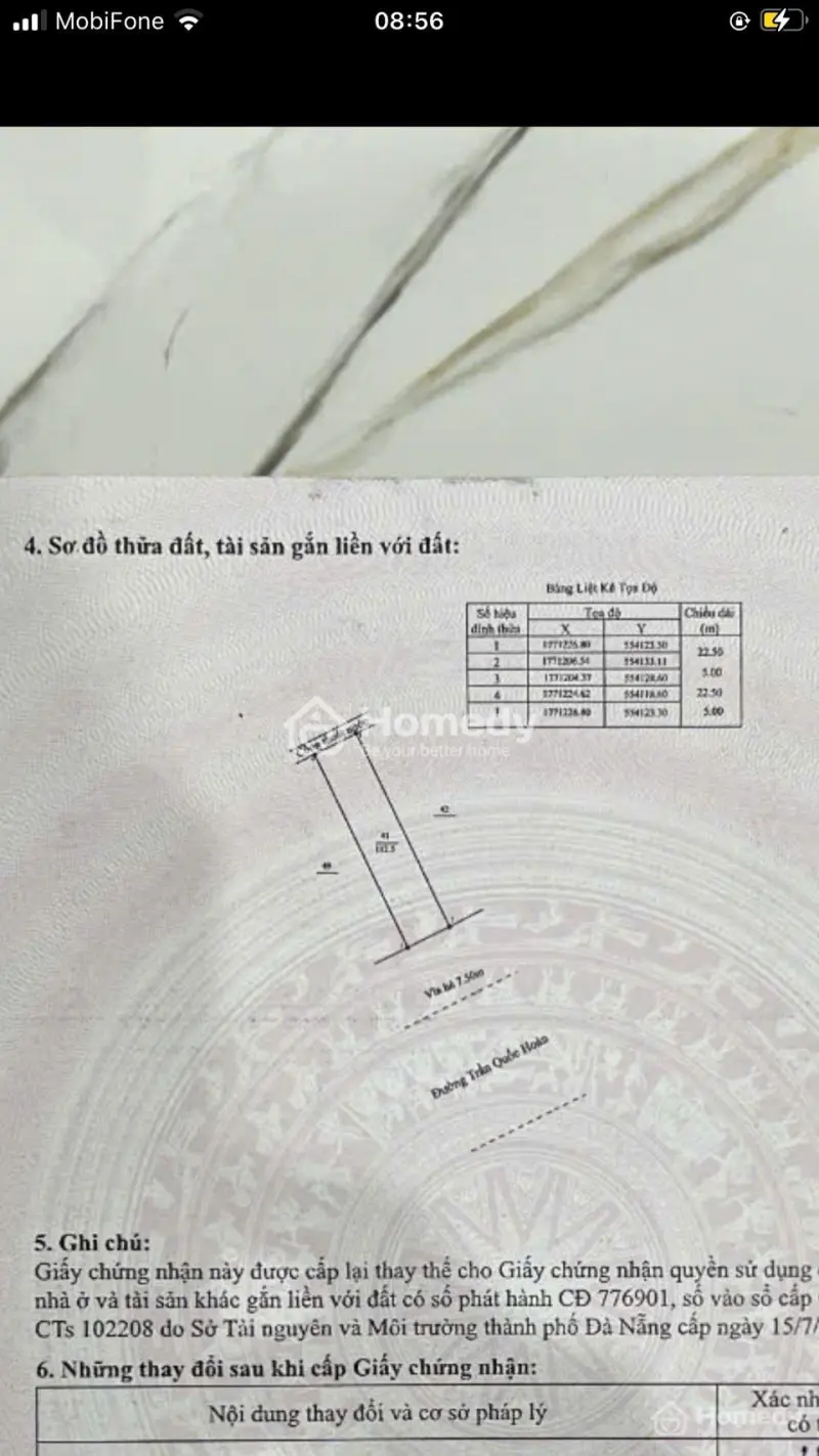 Đất 112.5M2 (5X22.5) Mt Trần Quốc Hoàn, Hướng Nam, Gần Biển. Giá 15 Tỷ.