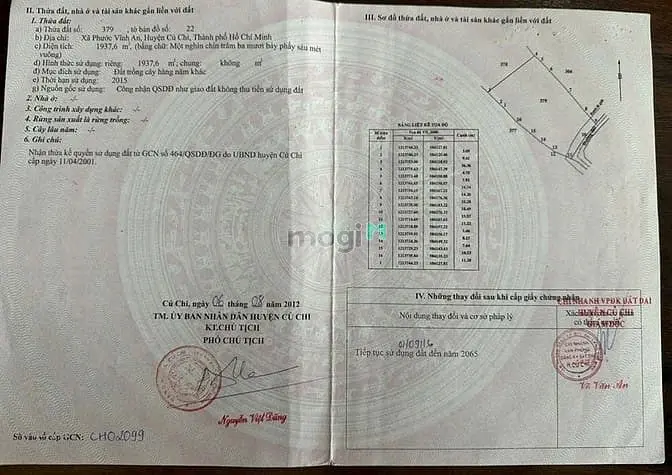 Bán Đất Xã Phước Vĩnh An, Diện Tích Tổng 2 Sổ Là 4600M