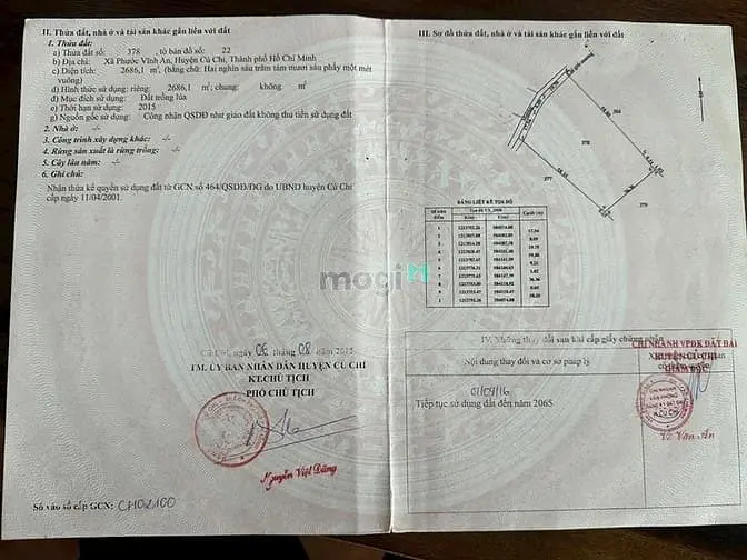 Bán Đất Xã Phước Vĩnh An, Diện Tích Tổng 2 Sổ Là 4600M