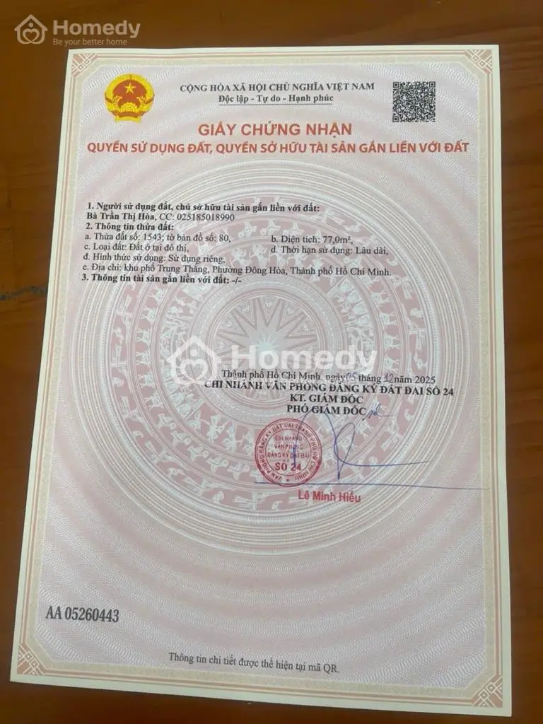 Bán Đất Sổ Riêng Phường Bình Thắng Đông Hoà Hcm