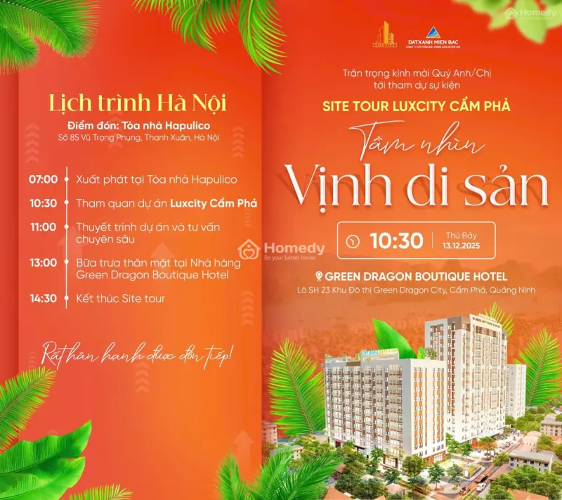 Site Tour Luxcity Cẩm Phả Diễn Ra Thứ 7 -13/12/2025, Có Tham Quan Dự Án + Ăn Trưa + Tư Vấn Chi Tiết