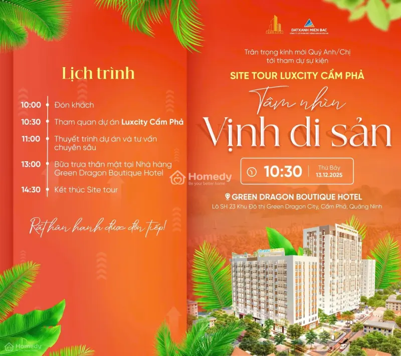Site Tour Luxcity Cẩm Phả Diễn Ra Thứ 7 -13/12/2025, Có Tham Quan Dự Án + Ăn Trưa + Tư Vấn Chi Tiết