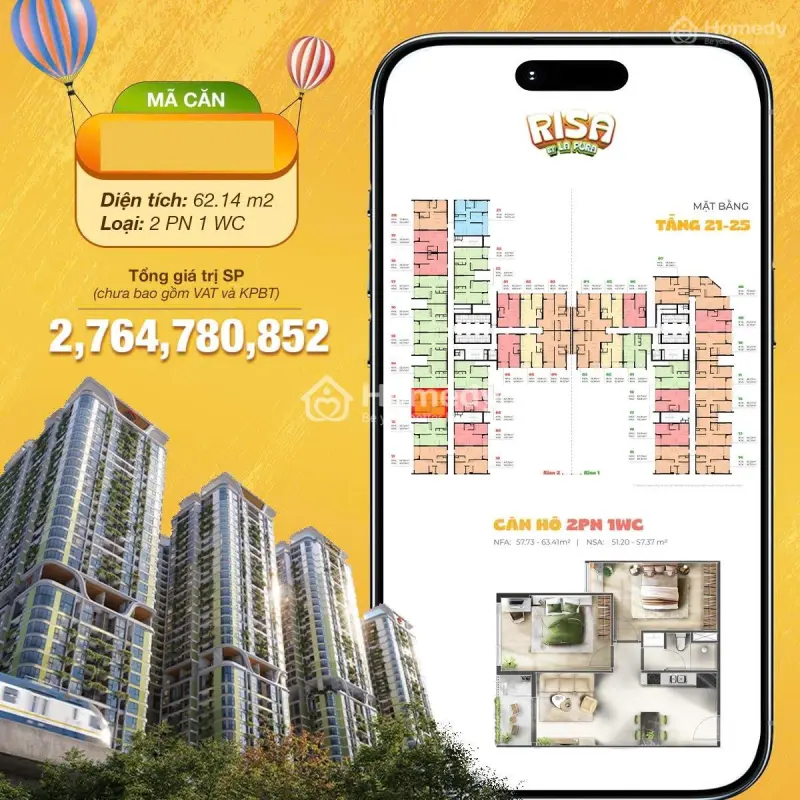 La Pura - Giỏ Hàng Độc Quyền - 2Pn Giá Chỉ 2.5 Tỷ - Thanh Toán Chỉ 15% Đến Khi Nhận Nhà