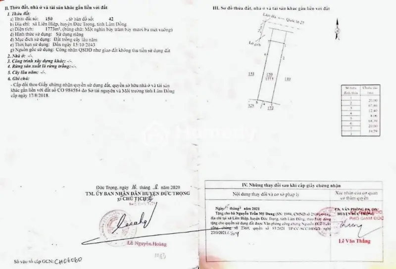 Bán Đất Mặt Tiền Quốc Lộ 27, Xã Liên Hiệp, Đức Trọng, Lâm Đồng. Diện Tích: 1773 M2.