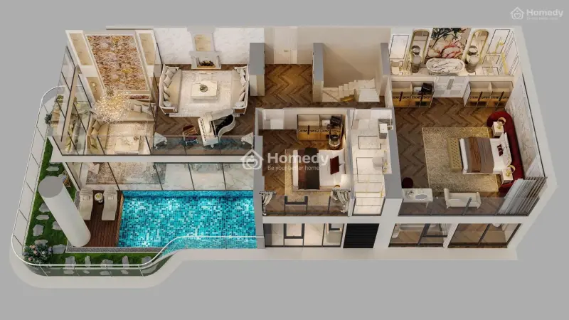 Penthouse Sân Vườn Bể Bơi Rivea Hà Nội Cạnh Time City ( Vip Nhất Hoàng Mai) Lh 0987106***