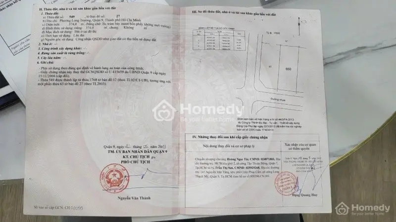 374M2 Ful Thổ Cư Giá 11,8 Tỷ Đường 2 Ô Tô Phường Long Trường, Quận 9