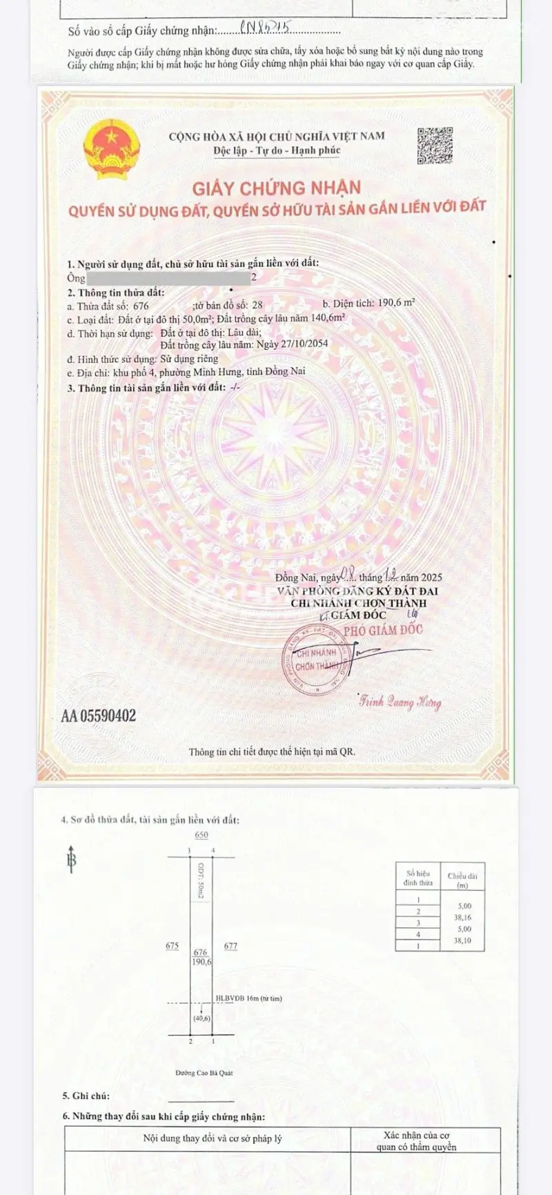 190M2 Đất Đường Cao Bá Quát Ql13 Vào 1Km Ngay Kcn Minh Hưng Chơn Thành