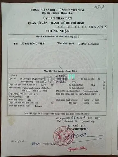 Bán Nhà Mặt Tiền Đẹp (4X20) 112 Đường 28 P6 Gò Vấp (An Nhơn)