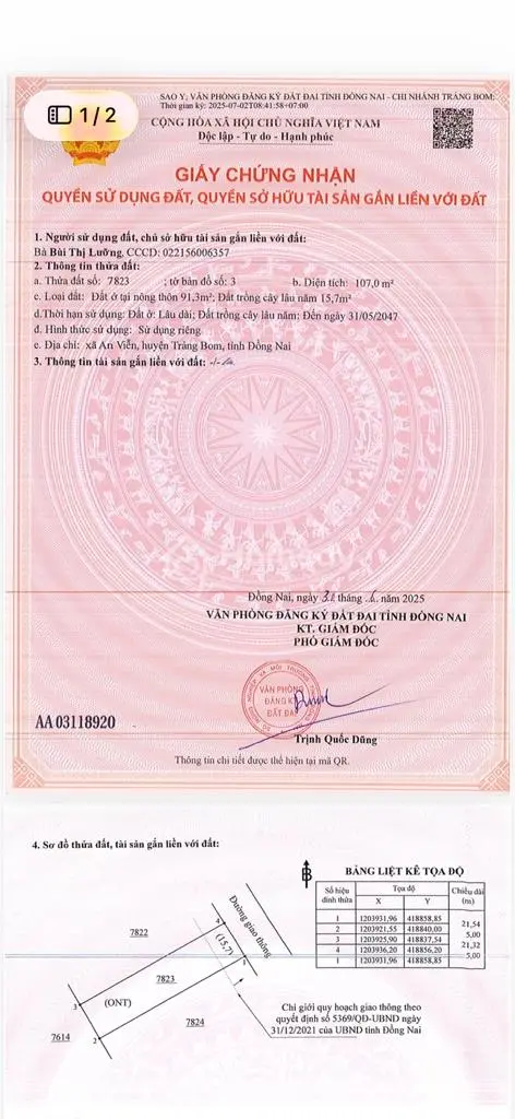 Bán Đất Phùng Hưng Ấp 2 An Viễn Đồng Nai