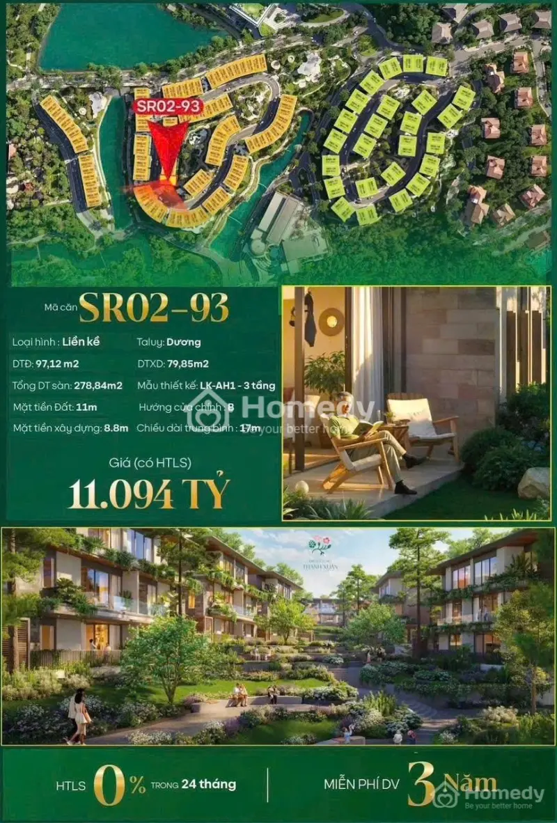 Bán Biệt Thự Cạnh Hồ Thiều Quang Đại Lải Resort, Khoáng Nóng Thư Giãn, View Đẹp, 97/279 M, 11 Tỷ