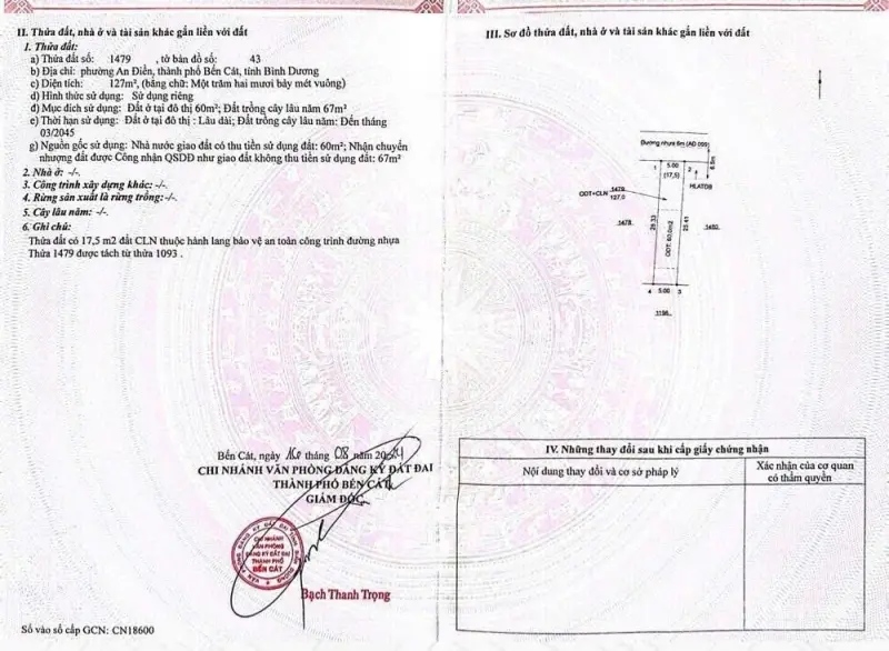 Cần Bán Đất An Điền Bến Cát, Đường Nhựa 6M, Cách Chợ 5P Đi Xe