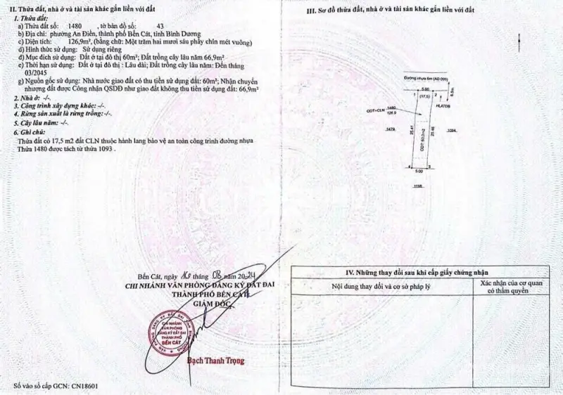 Cần Bán Đất An Điền Bến Cát, Đường Nhựa 6M, Cách Chợ 5P Đi Xe