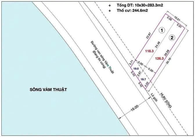 Quận 12, Đất Thổ Cư Mặt Sông Vàm Thuật, Vườn Lài, Dt 10 X 30M