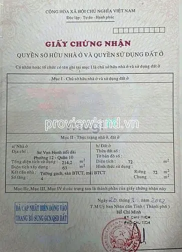 Bán Nhà Mặt Tiền Sư Vạn Hạnh Quận 10, Sát Vạn Hạnh Mall, Dt 72M2