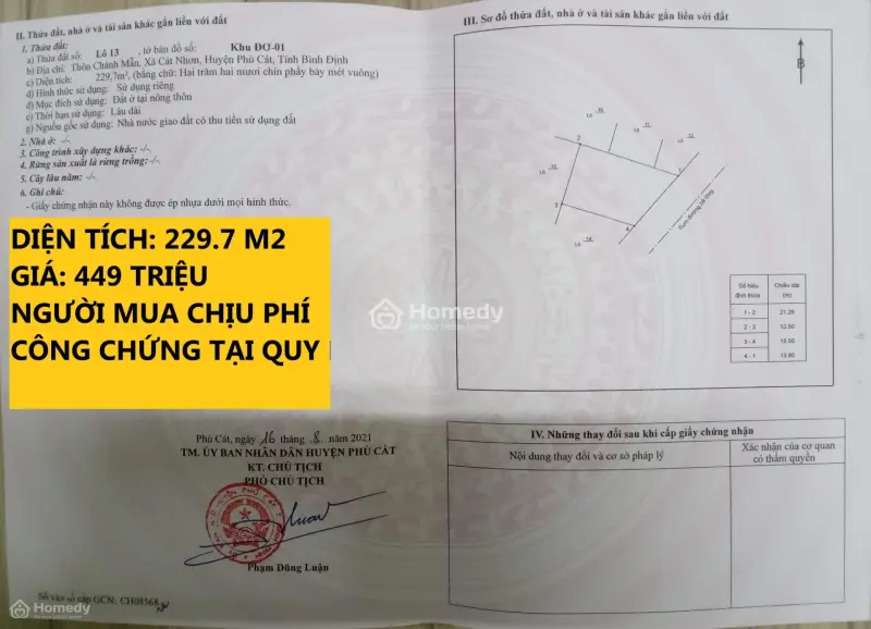 Ahihi Chính Chủ Bán 229.7M2 Đất Ở Khu Tái Định Cư Chánh Mẫn, Cát Nhơn, Phù Cat, Gia Lai