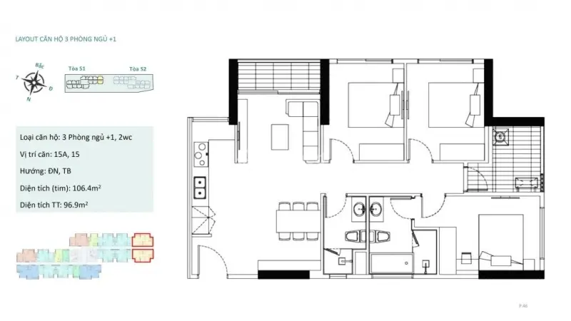 Chứa Tới 69Tr/M2 Sở Hữu Căn Hộ 3 Ngủ, Đủ Đồ Cơ Bản - Chung Cư Sky Oasis Khu Đô Thị Ecopark