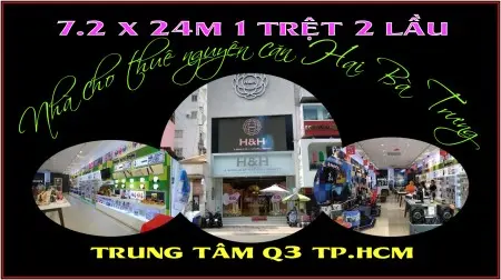 Cho Thuê Rẻ Nguyên Căn 7.2 X 24M 1 Trệt 2 Lầu Hai Bà Trưng Q3 Tp.hcm