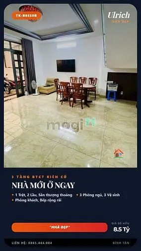 Nhà Hẻm Xe Tải Bình Hưng Hòa Bình Tân 80M2 3T Mới 8.5 Tỷ