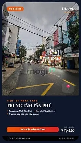 Nhà Hẻm Xe Tải Phú Thọ Hòa Tân Phú 71M2 3T Ngang Rộng 7.82 Tỷ