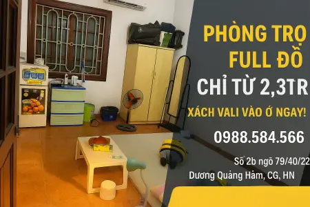 2,3Tr – Phòng Full Đồ Dương Quảng Hàm, Quận Cầu Giấy