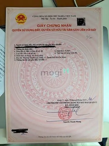 Đất Mặt Tiền Đường Thạnh Lộc 39, Dt:4Mx23M, Hướng Tây Bắc