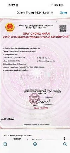 Bán Lô Đất Rẻ Đẹp (5X18) 492/11 Quang Trung, P.10 Gò Vấp (Ubnd Quận)