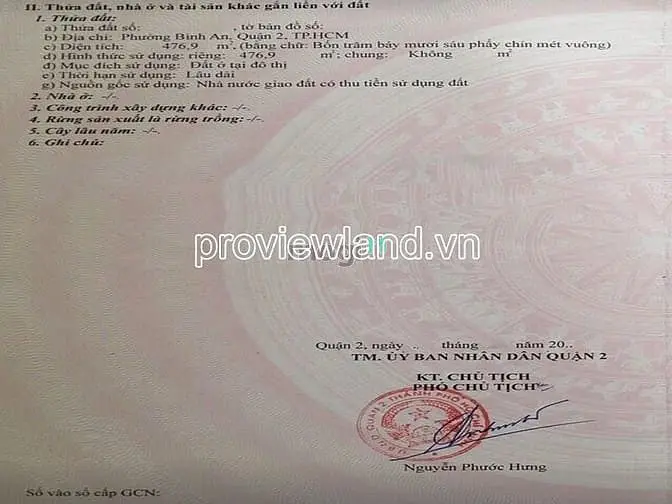 Bán Gấp Lô Đất Quận 2, Đường Số 11 - Trần Não, 477M2 Thổ Cư, Đường 8M