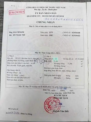 Nhà Liên Khu 10-11 Btd Bình Tân Không Lộ Giới 72M2