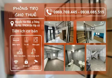 Chính Chủ Cho Thuê Studio Giá 3X Full Nội Thất, Siêu Xịn Ngay Nguyễn Văn Khối, Gò Vấp, Tp.hcm