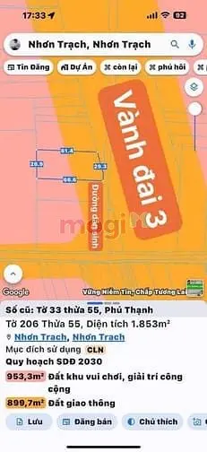 Mặt Tiền Đường Vành Đai 3 Huyện Nhơn Trạch