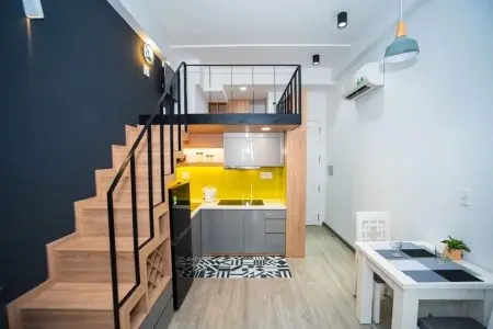 Căn Hộ Gác Lửng_Ban Công_Đầy Đủ Nội Thất Gần Chợ Đakao Q1_Thang Máy_Bãi Xe Rộng