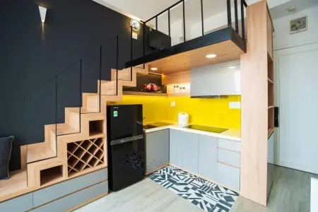 Căn Hộ Gác Lửng_Ban Công_Đầy Đủ Nội Thất Gần Chợ Đakao Q1_Thang Máy_Bãi Xe Rộng