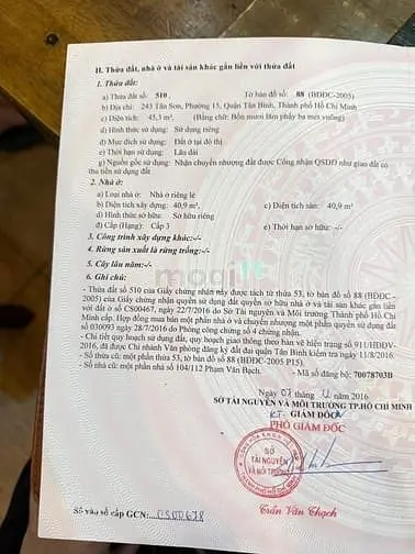 Bán Nhà Mặt Tiền (4,03X11,5) 243 Tân Sơn P15 Tân Bình (