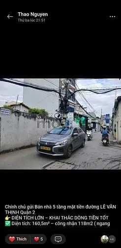 Chủ Gửi Bán Nhà 5 Tầng Mặt Tiền Đường Lê Văn Thịnh Quận 2 Sàn 473M2 5T
